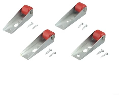Qualoramall Ruote girevoli 68 x 21 mm, in ferro zincato e gomma, silenziose, con puleggia direzionale per montaggio laterale, per porte scorrevoli, armadi, ta(4 pezzi, rosso)