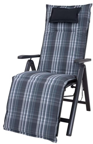 Auflage Relaxliege Toronto 90671-700 grau-weiß kariert 170x52x6,5 cm Sun Garden