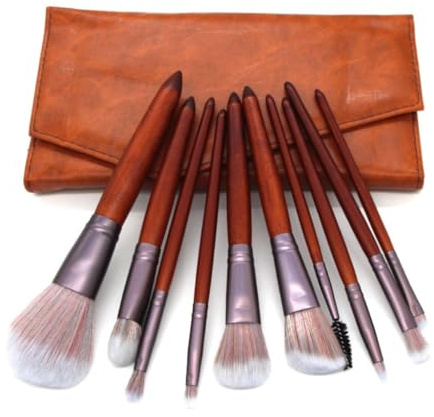 LQAIomn 11 Violet Branch Makeup Brush Coffee Set Wood Handle Anti Animal Hair Makeup Tool
