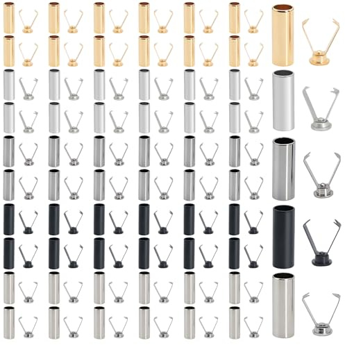 60 Pcs Puntas para Cordones, Topes Metálicos para Cordones, Tapones Cilíndricos de aleación de zinc para cordones de sudaderas, mochilas, ropa deportiva y accesorios de reparación (5 colores)