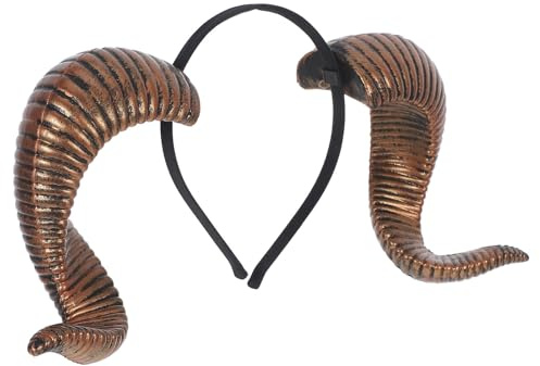 KJHBV Gothic Ram Horns Headband Removable Pu Horns, Comfortable Fit Hair Accessory for Adults, for Halloween Party and Cosplay Events, Golden Colour