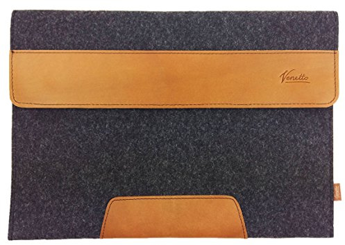 Venetto sleeve for 15.6 Inch Laptop Ultrabook Protective Case for 15 Notebook Felt Bag for Acer Aspire, Asus, HP, MSI, Lenovo, Microsoft Surface (Black Melange)