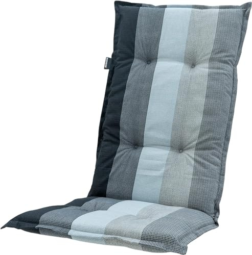 Madison 8 cm Luxus Hochlehner Auflage C 404 Pete Grey, Grau, Anthrazit | Schwarz Gestreift, 120 x 50 x 8 cm, Baumwollmischgewebe, Schaum-/Vliesfüllung