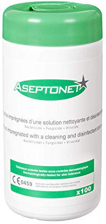 Aseptonet Boîte de 100 Lingettes Nettoyantes Désinfectantes