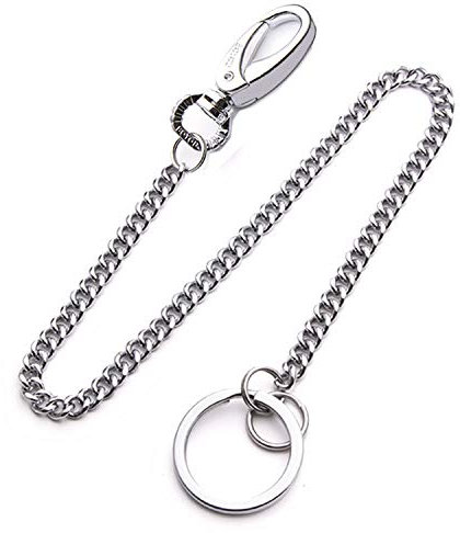 Chie no fukuro Key Chain, 38cm Long Heavy Duty Key Ring with Belt Clip For Men&Women Silver