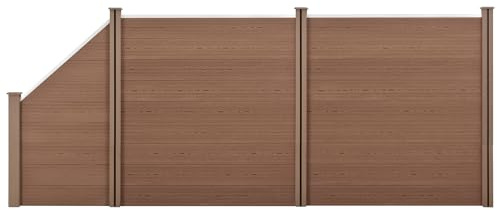 NEU.HOLZ Recinzione in WPC per Giardino Steccato Frangivista Modulare Espandibile Staccionata Composta da Elementi Inclinato e Rettangolari Alta 183 cm Lunga 451 cm Marrone