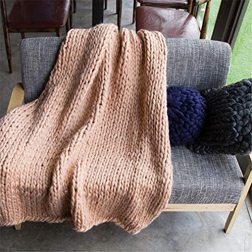 GLITZFAS Gestrickte Decke Grob Kuscheldecke Grobstrick Wolldecke Strickdecke Tagesdecke Überwurf Decke Zuhause Dekor Geschenk (Khaki, 120x150cm)