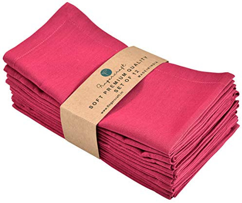 FINGERCRAFT Dinner Stoffservietten, Baumwoll-Leinen-Mischgewebe, 12er-Pack, Premium-Qualität, auf Gehrung geschnittene Ecken für den täglichen Gebrauch Servietten sind vorgeschrumpft (Fuchsia)