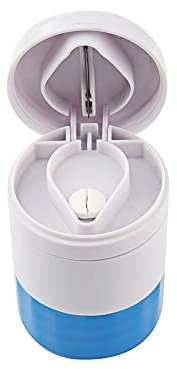 IKAAR Tablettenteiler Tablettenmörser Tablettenzerkleinerer mit Vorratsfach 4-in-1 Multifunktionale Reise Pillendose Blau