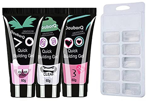 Layhou 48 piezas de pegamento para uñas, conjunto de extensiones de uñas, puntas de molde de construcción rápida, constructor de gel, herramientas de arte de uñas de secado rápido