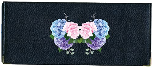 Syl'la Porte chéquier Papier et Carte en Cuir Noir pour chéquier Long talong à Gauche pour Femme (Hortensia)