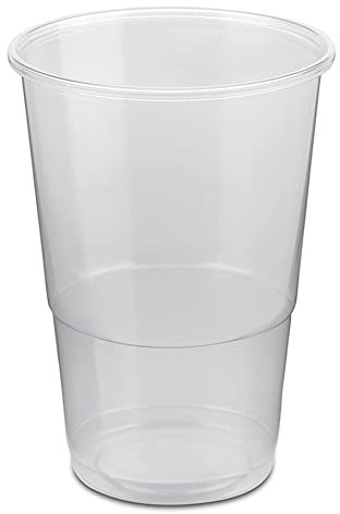 LogiPack GeRo Vasos de plástico vasos con marca de calibración de 0,25 l | Vasos desechables de plástico duro (PP), transparentes | Vasos para cerveza y fiestas: vasos de plástico, 100 unidades.