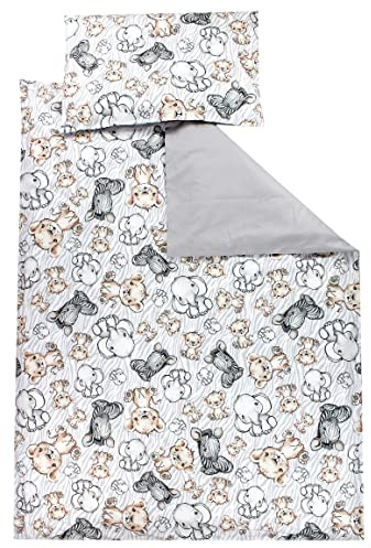 TupTam Set di Biancheria da Letto per Bambini Ragazzi Ragazze 2 Elementi, Safari/Grigio, 120x90 cm