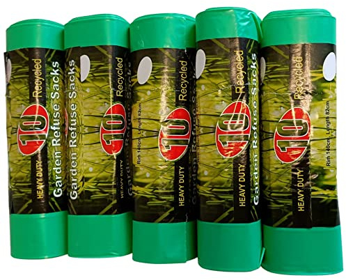 1ABOVE_50PK Garden Bin Sacks 80Litre Heavy Duty Bin Liners, Refuse Sacks Pack of 10 X 5 Heavy Duty 60 μm, 80 litre Waste Dustbin Bags roll for DIY