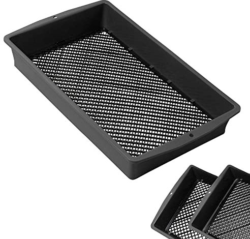 UPP 2-in-1 Gartensieb groß 56 x 32,5 x 8 cm | Quadratisches Kunststoff Sieb mit Einstellbarer Maschengröße 3,7 oder 10mm & Schiebefunktion | Vielseitig Nutzbar als Steinsieb, Erdsieb oder Sandsieb