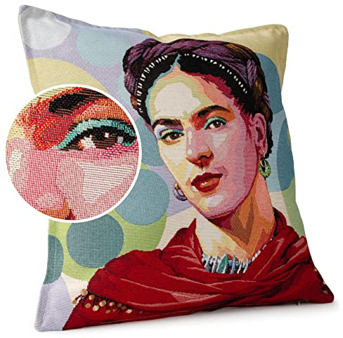 ANRO Kissenbezug Dekokissen Kissen Sofakissen Kissenbezüge Kissenhülle Gobelin Motiv Frida Kahlo 45x45cm mit Füllung