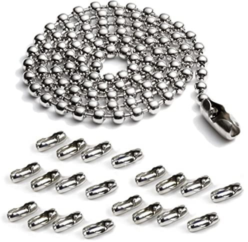 SULIUDAJI 1pc Kugelkette Durchmesser Kugelkette Edelstahl Meterware Durchmesser Perlenkette Verlängerung Perlen Rollenkette mit 20 Passenden Anschlüssen (3 Meter / 9 8 Fuß)