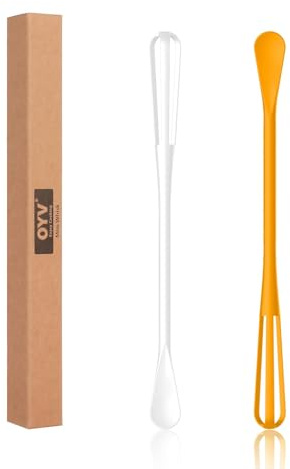 OYV 2-In-1 Mini Whisk and Spoon, Set of 2, 8.5-Inch, White/Yellow | Flexible And Lightweight, Comfortable Long Handle, Easy To Store, BPA-Free, For Eggs, Sauces, Coffee And Hot Chocolate