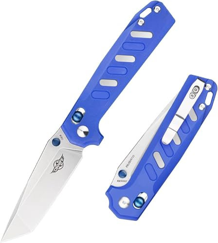 OKNIFE RUBATO Couteau Pliant EDC Acier Inoxydable Couteau Pliant de Poche Forme Géométrique Couteau Professionnel EDC pour Camping, Pique-Nique, Chasse (Damas)