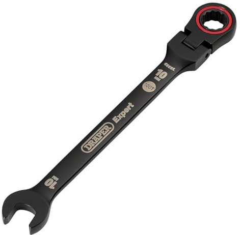 Draper Expert HI-TORQ® Metric Flexible Head Ratchet Combination Spanner Black - 10mm