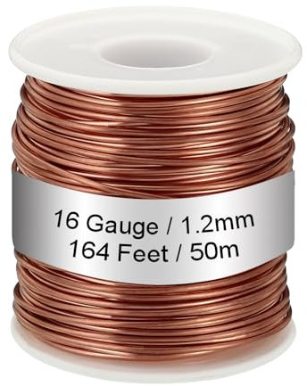 PATIKIL 99,9% Weicher Kupferdraht, 16 Gauge/1,2 mm Durchmesser, 164 Fuß/50 m, 1,1 Pfund Spule reiner Kupferdraht für Schmuckherstellung, Perlen, Gartenpflanzen