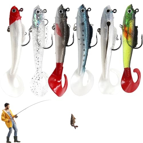 Mystiqut 6 PCS Fishing Lures Big Soft Tail Silicone Swimbait Lures Artificial Bait
