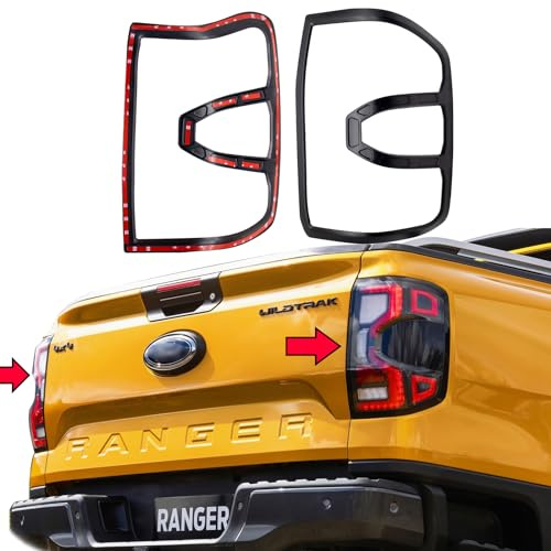 JHCHAN Rückleuchtenblenden für Ford Ranger T9 2023-2026 Wildtrak Raptor Limited Zubehör, Heckleuchten Abdeckung Blenden Schwarz, ABS Rückleuchtenrahmen | Wildtrak Raptor Wildtrak X Limited Platinum (Rücklichtabdeckung)