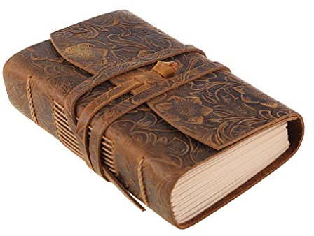 BYUTFA Notizbuch, klassisches Vintage-Leder-Softcover-Notizbuch, Skizzenbuch, ledergebundenes Reisetagebuch, Tagebuch, 400 Blatt, mit flexiblem Riemen
