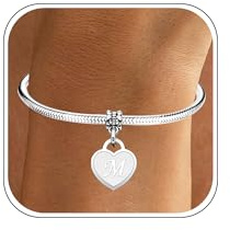 Aosyoisk Initial Letter Bracelet for Women and Girls.Silver Bracelet Gifts Adjustable A-Z Charm Bracelets Jewellery (M)