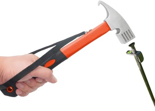 OnIUeZky Camping Hammer High Carbon Stahl Zelthammer mit Zeltpfahlentferner im Freien Hammer Hammer Camping Hammer Multifunktion Hammer.