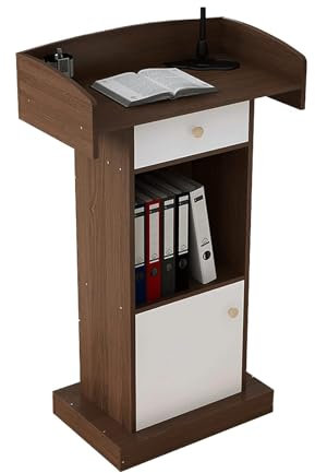 WYRMB Leichte Rednerpulte Konferenztisch Podiumständer mit 2-lagigem offenem Stauraum Einfacher Laptop-Schreibtisch Holz-Standrednerpult，with Drawer-A