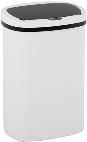 BestOffice Kitchen Trash Can Broken-Resistant Plastic Touch Free High-Capacity Garbage Can with Lid for Bedroom Bathroom Home Office 50 Liter 13 Gallon Garbage Can Automatic Waste Can (White)