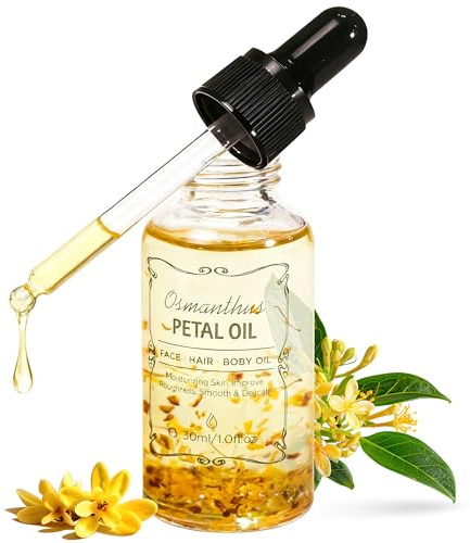 Osmanthus Essential Oil with Flower Petal, Sunflower Seed, Olive Fruit Natural Massage Oils for Nails, Hair, Body, Face Moisturizing Skincare Oil Serum Dry Hair Strengthening Treatment All Types 30ml