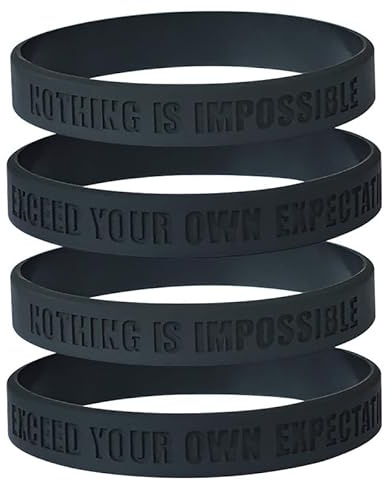 ZENRUIMING 4 inspirierende Silikon-Armbänder, Nichts ist unmöglich, übertrifft Ihre eigenen Intaglio-Gummi-Armbänder, Outdoor-Sportarmbänder für Herren und Damen, One Size, Silikon, Kein Edelstein