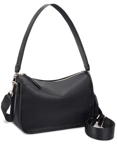 HKCLUF Borsa a Tracolla Donna Borsa in PU Pelle Donna Borse a Mano Borsa Mezzaluna Con 2 Tracolle Rimovibile (Nero)