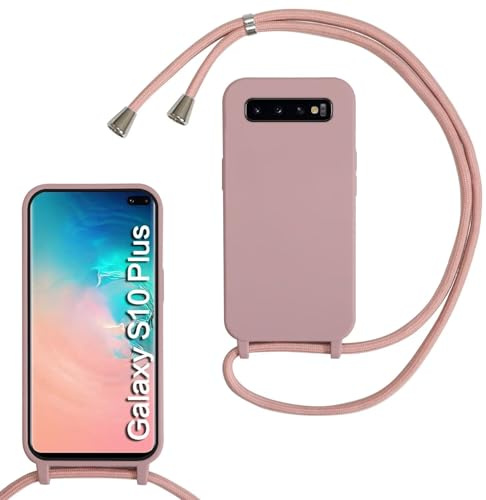 xinyunew Handykette für Samsung Galaxy S10 Plus Hülle mit Band, Handyhülle mit Schnur zum Umhängen, weiche TPU Silikonhülle mit Band [abnehmbar] Halskettenhülle für Samsung Galaxy S10 Plus-Tiefrosa | Kameraschutz und Bildschirmschutz, Necklace Handyhülle mit Schnur Stossfest Schutzhülle für zum Umhängen Case mit Kordel