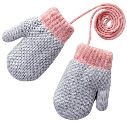 Ailan Kleinkind Fäustlinge, Handschuhe, Baby Jungen Fäustlinge, Kinderhandschuhe für 1–2 Jahre, Paar Kinder Fäustlinge an Schnur für Kleinkinder und Mädchen, A