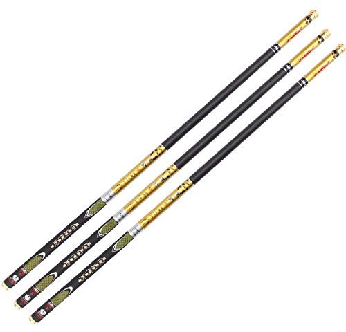KFXYSM Angelrute,Angeln Rute Qualität Super Light Hart 3,6m, 4,5m, 5,4m, 6,3 m, 7,2 m Teleskop Angelrute Carbon-Faser-Hand Pole for Karpfenangeln(3.6m)