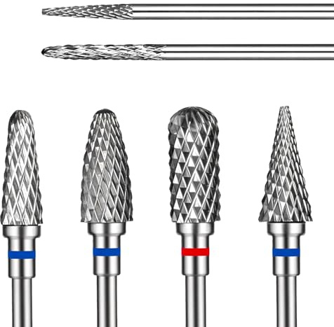 Qianyu 6 stycken nagelfräsar tillbehör bits för nagelfräs hårdmetall för manikyr borttagning gel polygel 3/80 cm nagelbits nagelborr för borttagning akrylnaglar gelnaglar nagelband