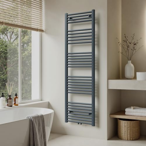 S'AFIELINA Badheizkörper 160x50 cm 654 W Handtuchheizkörper Anthrazit | Handtuchtrockner und Handtuchwärmer für Badezimmer mit Mittel- und Seitenanschluss,für Warmwasser-Zentralheizung,ohne Ventile