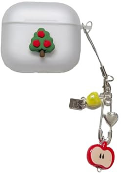 eglixu Custodia per auricolari per AirPods 4, Kawaii divertente e creativa 3D melo in silicone morbido cover antiurto con delicato portachiavi a forma di mela