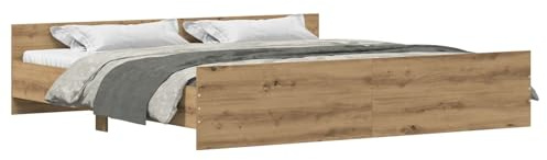 vidaXL Bettrahmen Artisan-Eiche 203 x 203 x 50 cm Holzwerkstoff | Robuste Bauweise aus hochwertigem Holz, Zeitloser Look, der zu jeder Einrichtung passt, Platz für zwei Personen