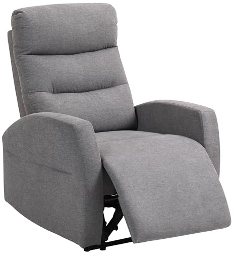 HOMCOM Fauteuil de relaxation avec fonction allongée, fauteuil TV rembourré, avec repose-pieds, aspect lin, pour salon, chambre à coucher, jusqu'à 150 kg, gris foncé