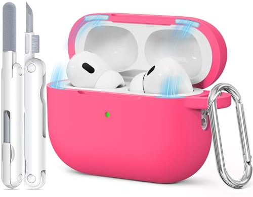 TNSNK für AirPods Pro 2nd/1st Hülle (2023/2022/2019), Silikon Stoßfeste Schutzhülle mit Clean Kit & Keychain, Support Wireless Charging, Magnetic Lid - für AirPods Pro 2nd/1st, B-M-Rose