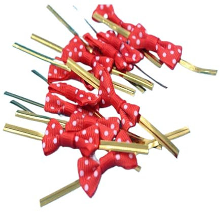 AMSLSIU 100x Sujetador de Pajarita de Alambre Dorado 100 Uds. para Bolsas de Dulces en la Boda del Festival 100 Uds. Lazos metálicos de Papel de Aluminio, Rojo 100 Piezas
