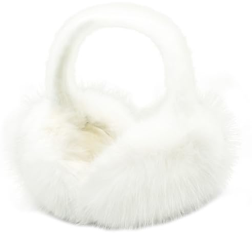 SEYUFN Plüsch Ohrenschützer Damen Winter Ohrenwärmer Faltbare Ohrenschützer Damen Earmuffs Weich Teenager-Mädchen (Weiß)