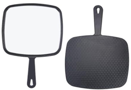 WOONEKY Espejo de Mano Ergonómico para Peluquería y Maquillaje Espejo Portátil Negro para Profesional y Doméstico Práctico y Elegante para Ver Peinados y Maquillajes