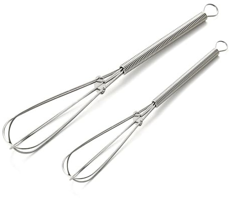 Lumi Zenva Mini Batidor Batidor Pequeño Hecho de Acero Inoxidable Batidor de Globo de Cocina 13cm y 18cm Alambre de Acero Inoxidable de Espesor y Mangos Resistentes Espumador de Huevos para Cocinar Me