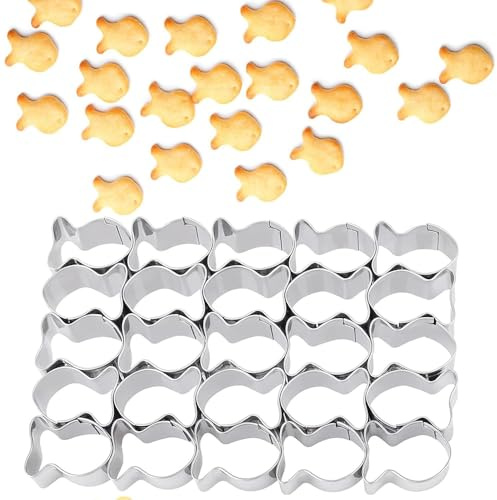 Goldfish Cookie Cutter – Stainless Steel 25-Cavity Mini Fish Cracker Mold for Baking Biscuits, Goldfish Crackers, and DIY Pastry Crafts