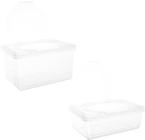 TOYANDONA 2 Stück Transparente Feuchttuchbox mit Flip deckel Staubdichter Plastikspender für Reisetücher Portable Aufbewahrung für Zuhause Büro Auto Fassungsvermögen